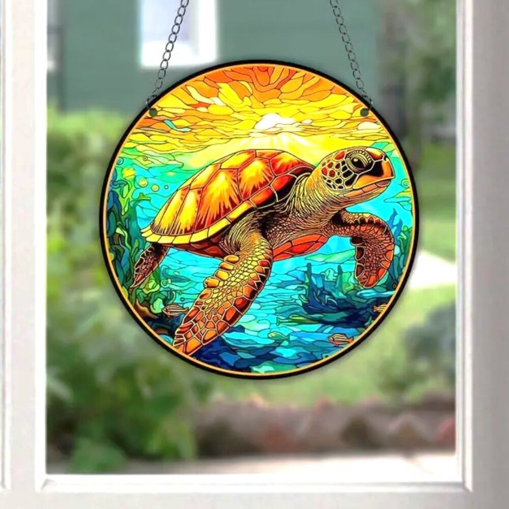Suncatcher Sea Turtle Tortoise Hanging Chain Beach Ocean Tropical Reef Window